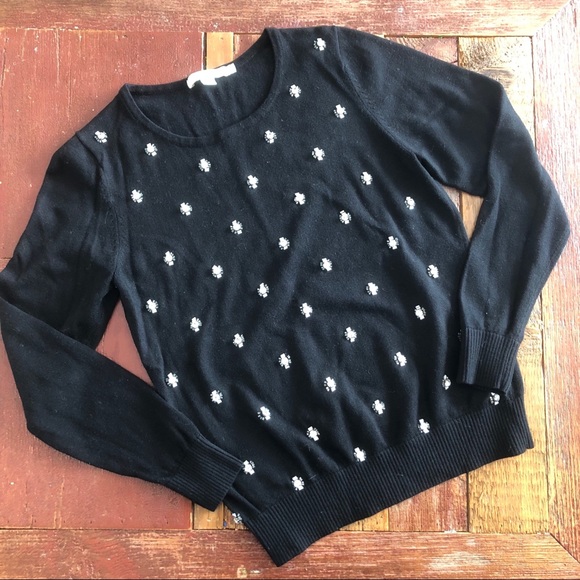 Boden Sweaters - Boden | Black Crewneck Jeweled Sweater